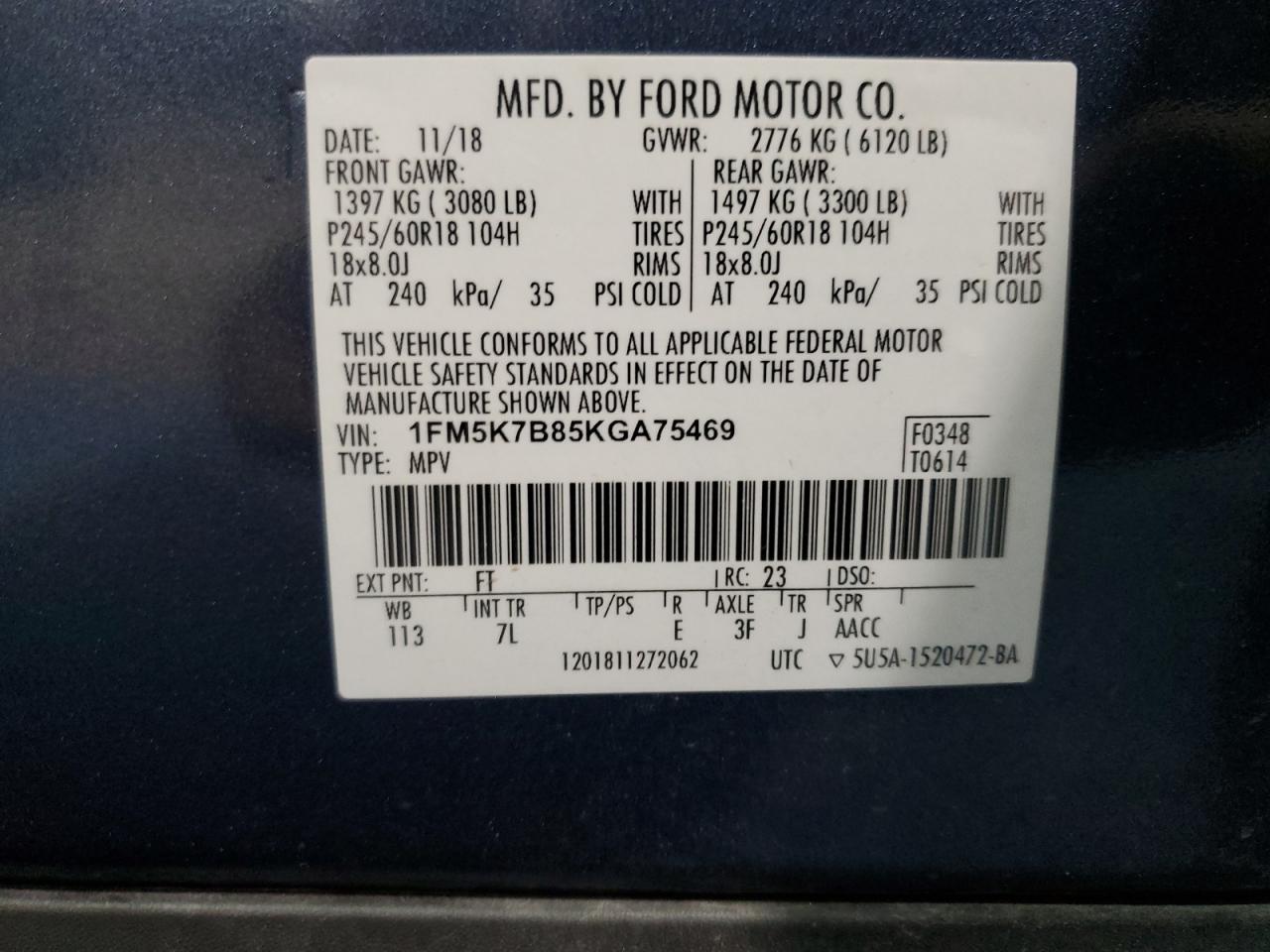 Lot #3044657209 2019 FORD EXPLORER