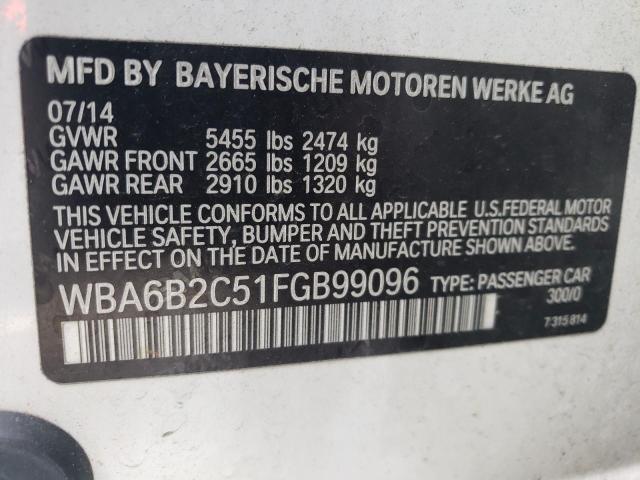 VIN WBA6B2C51FGB99096 2015 BMW 6 SERIES no.12