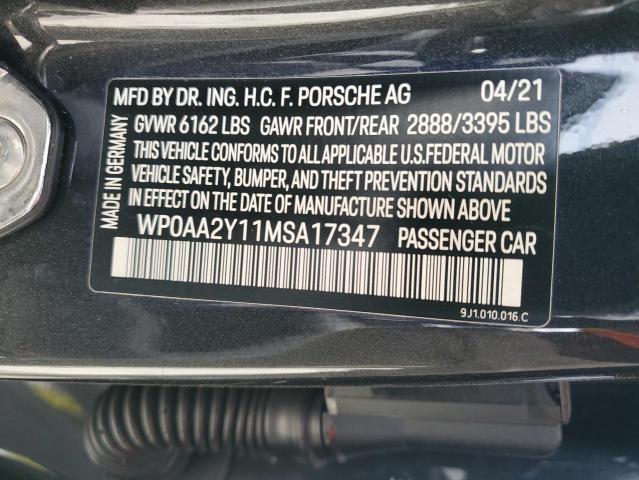 2021 PORSCHE TAYCAN WP0AA2Y11MSA17347
