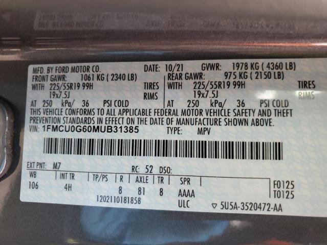2021 FORD ESCAPE SE - 1FMCU0G60MUB31385