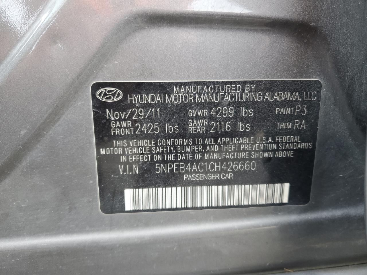 Lot #3034421727 2012 HYUNDAI SONATA GLS