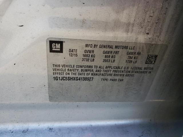 2016 CHEVROLET SONIC LT - 1G1JC5SHXG4138927