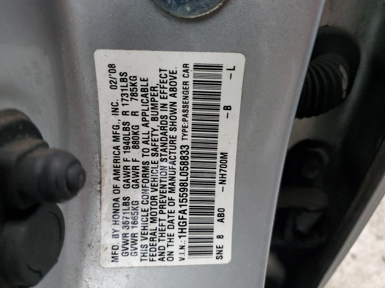 Lot #3024925375 2008 HONDA CIVIC LX