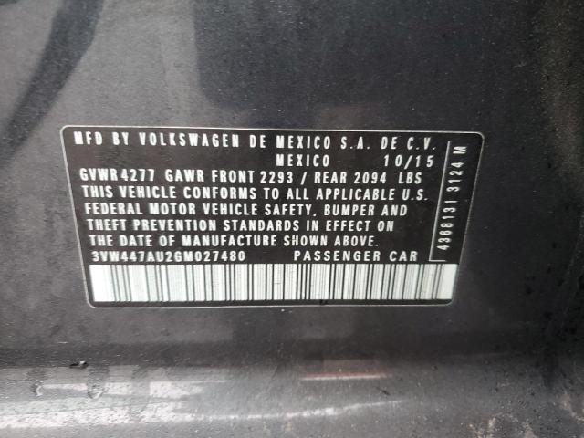 2016 VOLKSWAGEN GTI S/SE - 3VW447AU2GM027480