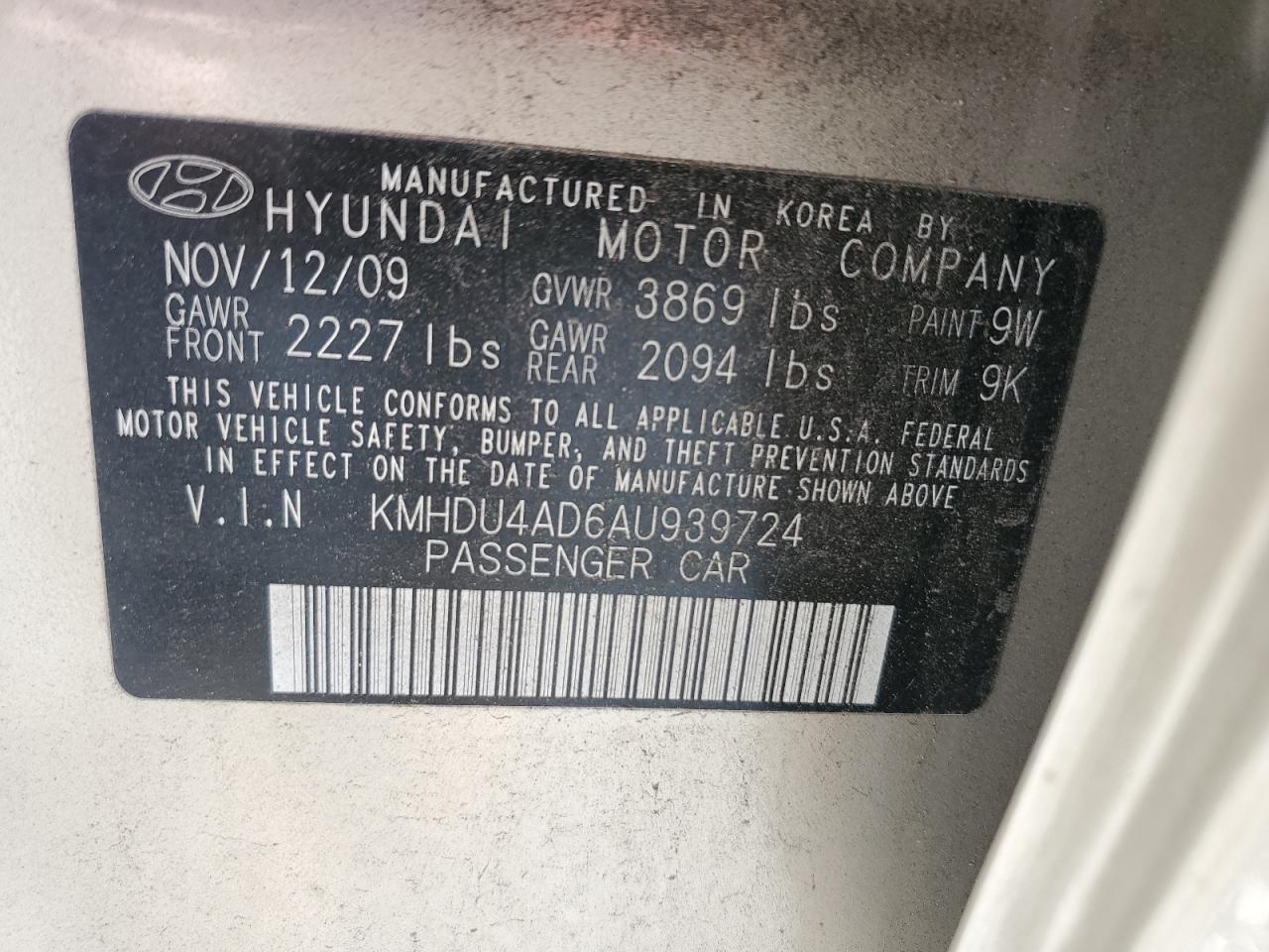 Lot #3028507920 2010 HYUNDAI ELANTRA BL