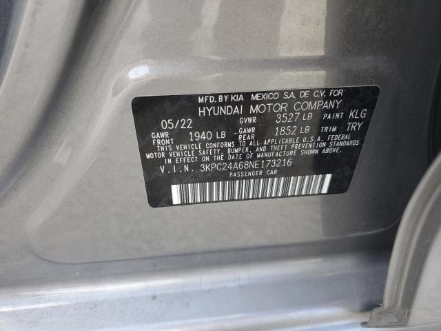 VIN 3KPC24A68NE173216 2022 HYUNDAI ACCENT no.12