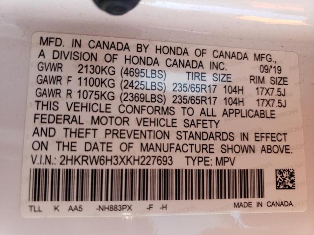 2019 HONDA CR-V LX - 2HKRW6H3XKH227693