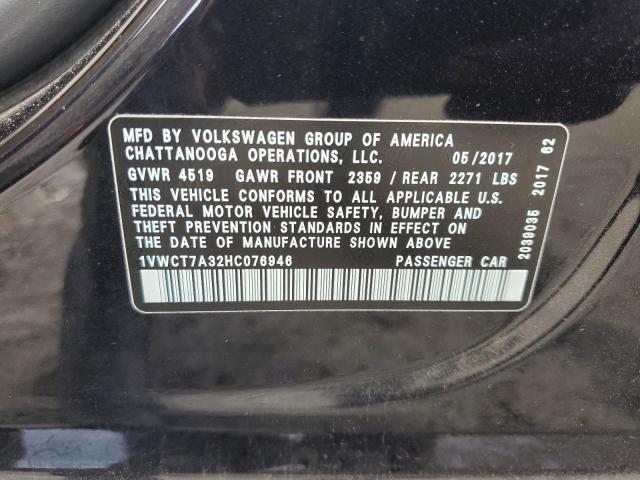 2017 VOLKSWAGEN PASSAT SEL - 1VWCT7A32HC076946