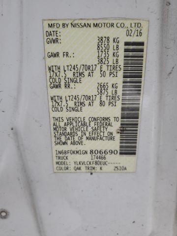 2016 NISSAN NV 1500 S - 1N6BF0KM1GN806690