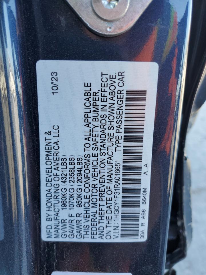 Lot #3034487751 2024 HONDA ACCORD EX