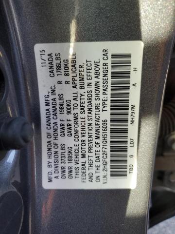 VIN 2HGFC2F71GH516036 2016 HONDA CIVIC no.12