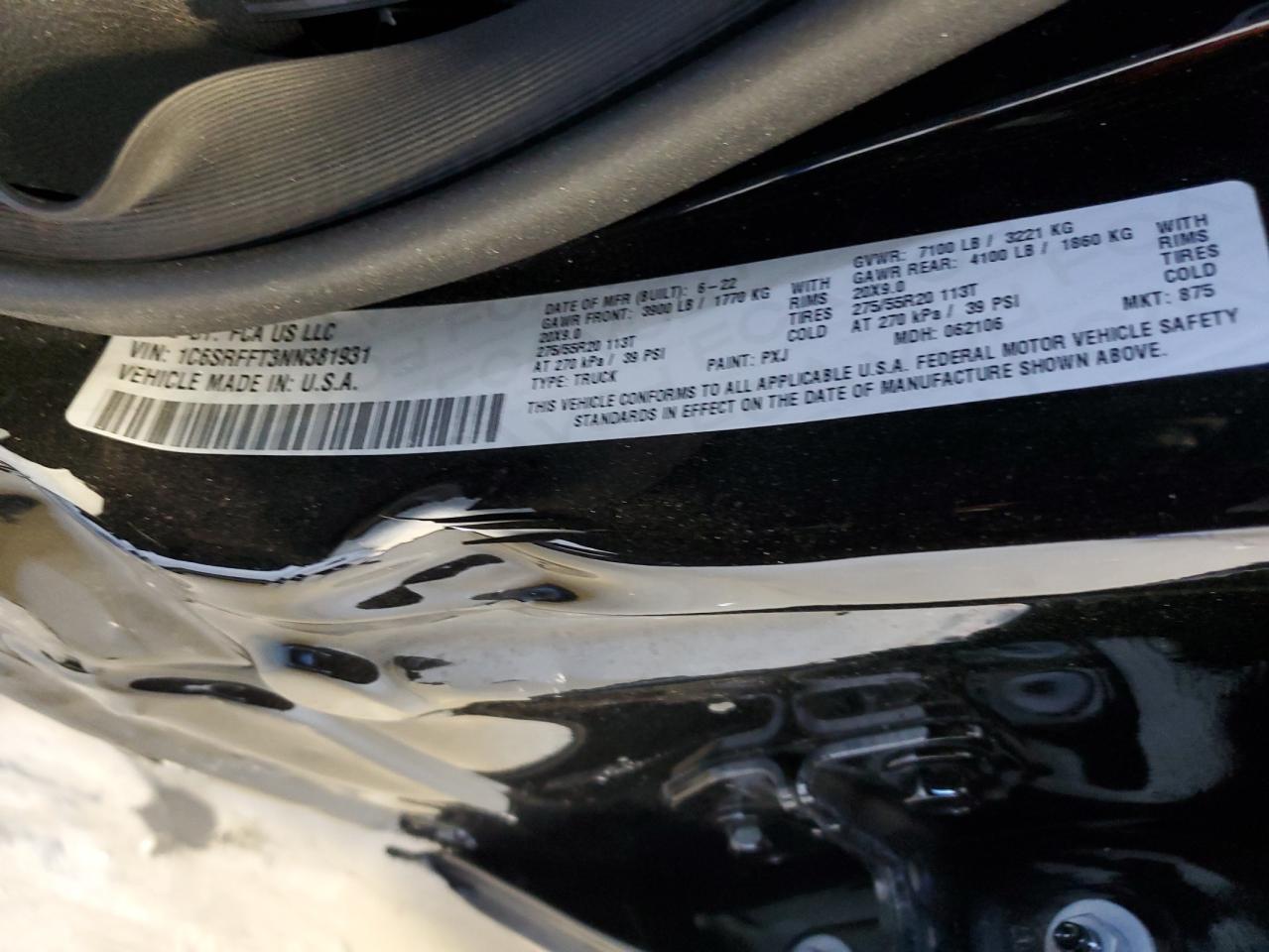 Lot #3311408321 2022 RAM 1500 BIG H