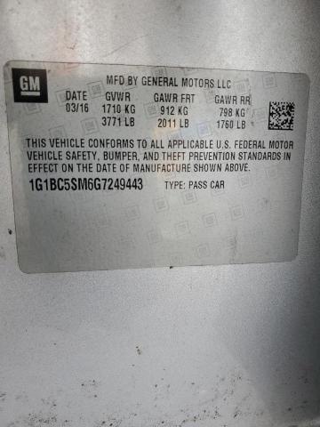 2016 CHEVROLET CRUZE LS - 1G1BC5SM6G7249443