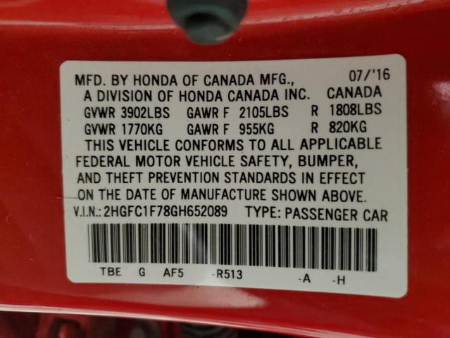 2016 HONDA CIVIC EXL - 2HGFC1F78GH652089