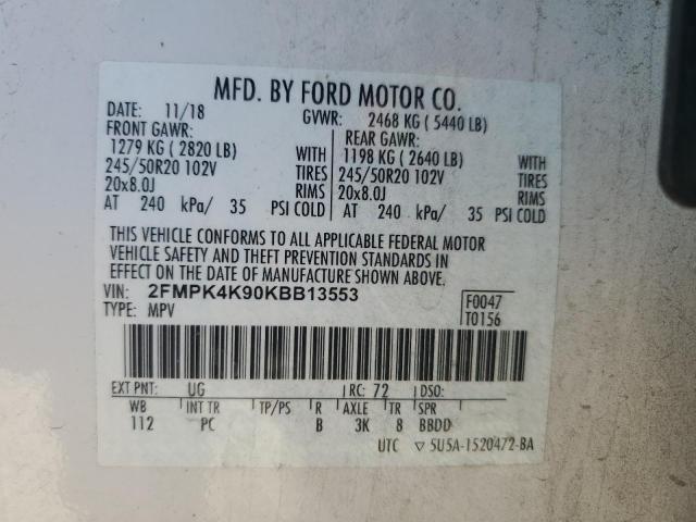 VIN 2FMPK4K90KBB13553 2019 FORD EDGE no.13