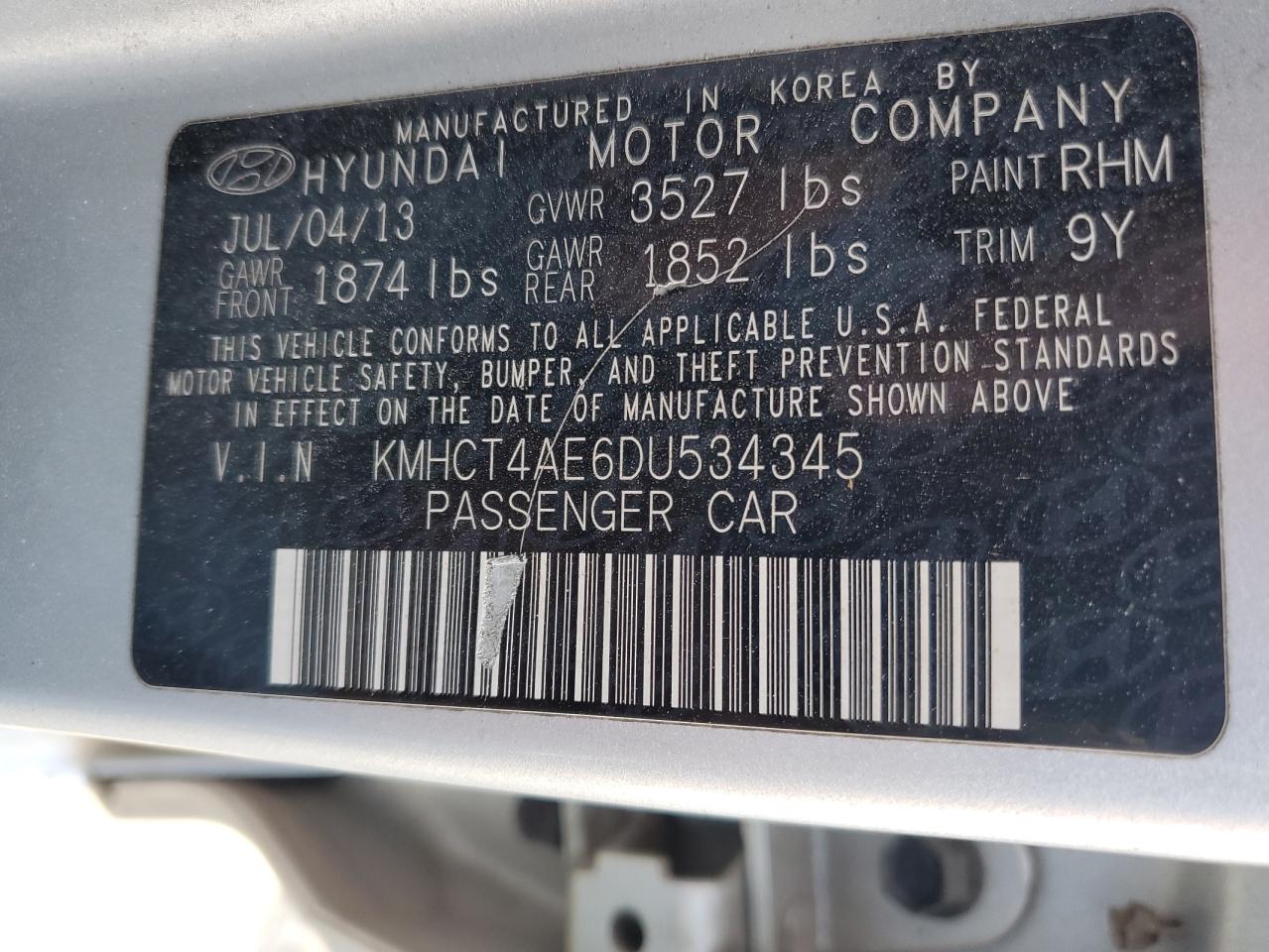 Lot #3029727695 2013 HYUNDAI ACCENT GLS