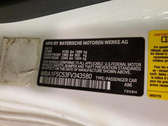 2015 BMW 228 I WBA1F5C53FV343580