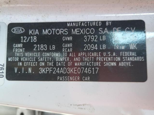 VIN 3KPF24AD3KE074617 2019 KIA FORTE no.12