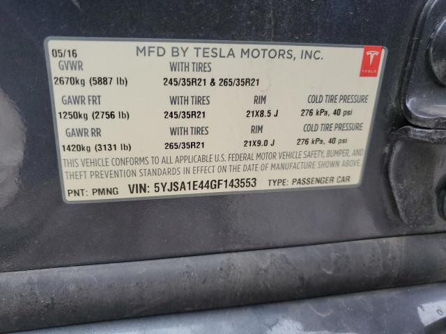 2016 TESLA MODEL S - 5YJSA1E44GF143553