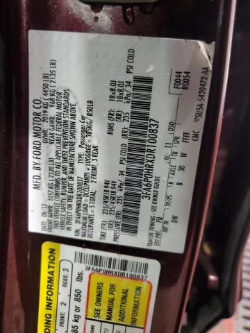 VIN 3FA6P0HRXDR100837 2013 FORD FUSION no.12