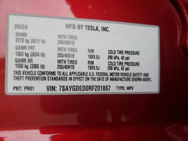 2024 TESLA MODEL Y - 7SAYGDED0RF201867