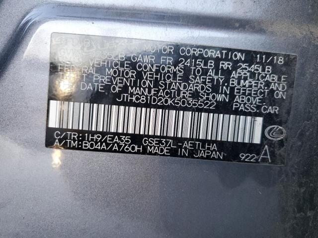 2019 LEXUS IS 300 - JTHC81D20K5035522