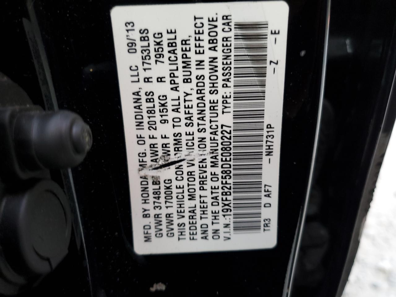 Lot #3028504943 2013 HONDA CIVIC LX