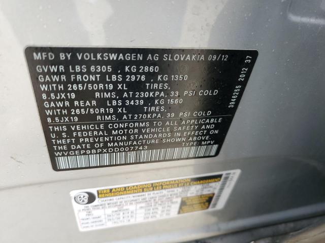 VIN WVGEP9BPXDD007743 2013 VOLKSWAGEN TOUAREG no.13