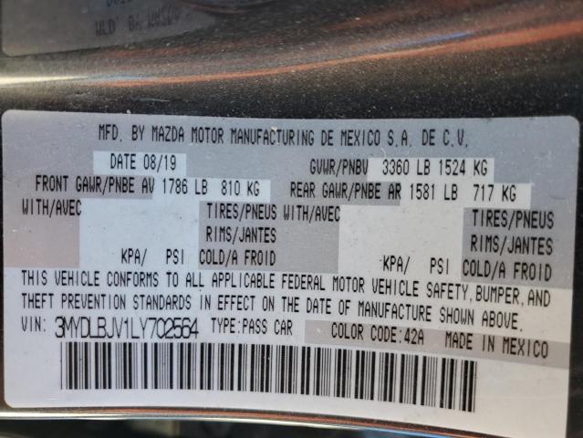 2020 TOYOTA YARIS LE 3MYDLBJV1LY702564