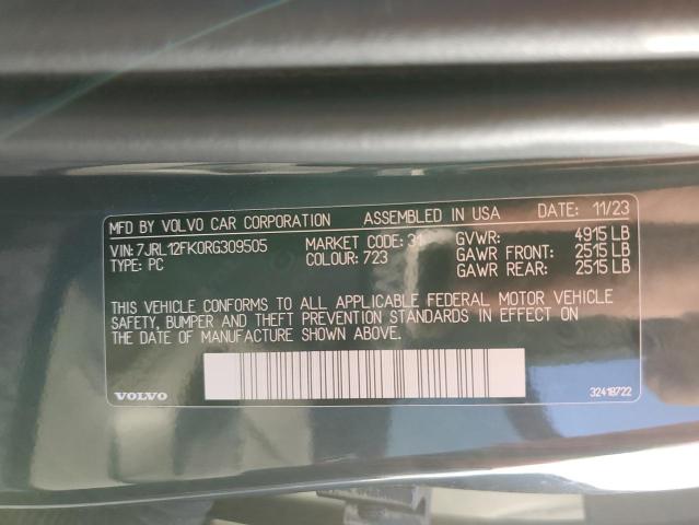 2024 VOLVO S60 CORE 7JRL12FK0RG309505