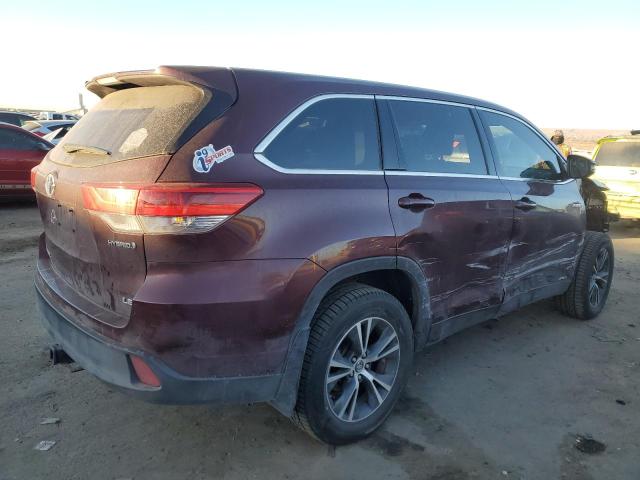 TOYOTA HIGHLANDER 2019 maroon  hybrid engine 5TDBGRFH7KS077812 photo #4