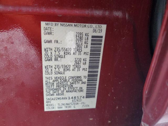 2019 NISSAN MURANO S - 5N1AZ2MS4KN148574