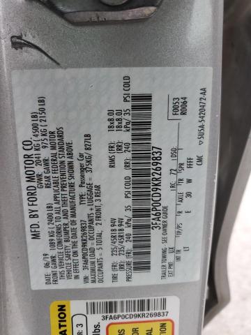 2019 FORD FUSION SEL - 3FA6P0CD9KR269837