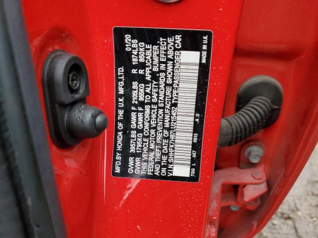 2020 HONDA CIVIC EXL - SHHFK7H87LU215452