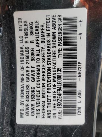 2020 HONDA INSIGHT TO 19XZE4F94LE008135