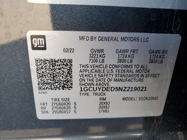 VIN 1GCUYDED5NZ219021 2022 CHEVROLET ALL MODELS no.13