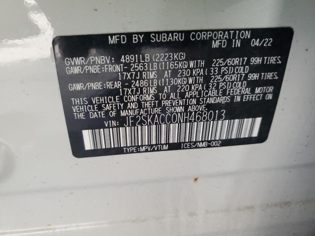 2022 SUBARU FORESTER JF2SKACC0NH468013