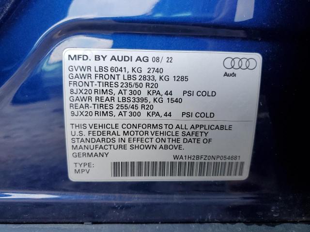 2022 AUDI Q4 E-TRON WA1H2BFZ0NP054681