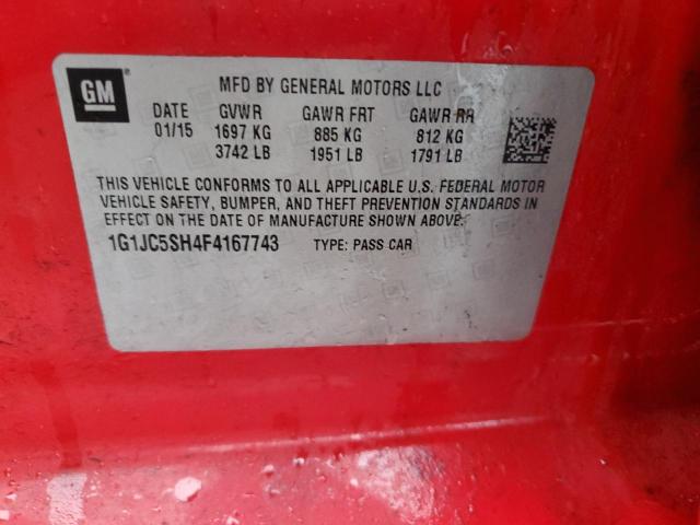 2015 CHEVROLET SONIC LT 1G1JC5SH4F4167743