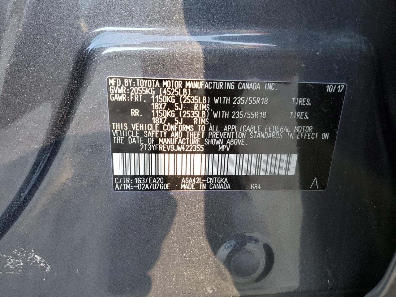 Lot #3038069191 2018 TOYOTA RAV4 LIMIT