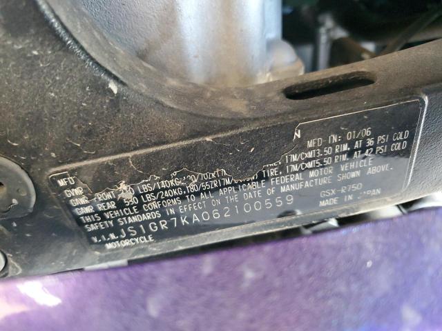 2006 SUZUKI GSX-R750 K JS1GR7KA062100559