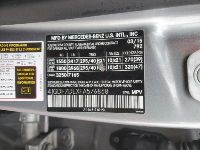 VIN 4JGDF7DEXFA576868 2015 MERCEDES-BENZ GL-CLASS no.13