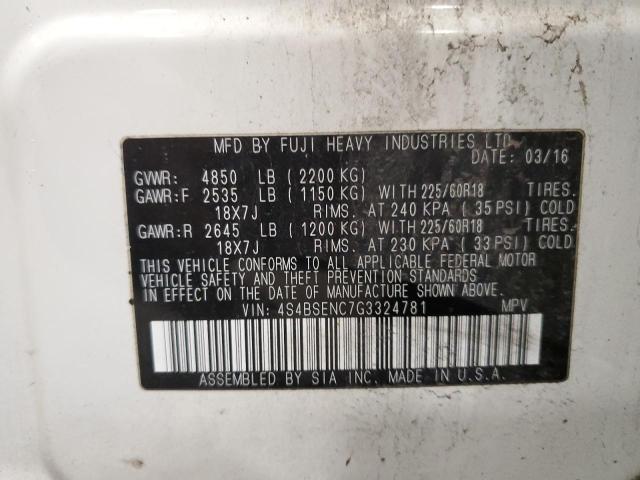 2016 SUBARU OUTBACK - 4S4BSENC7G3324781