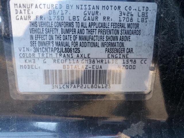 2018 NISSAN VERSA S - 3N1CN7AP2JL806125