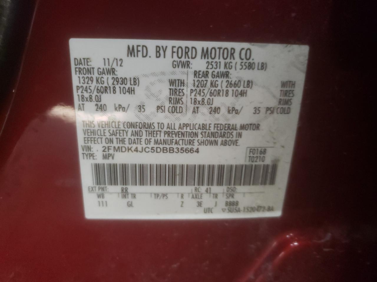 Lot #3027031793 2013 FORD EDGE SEL