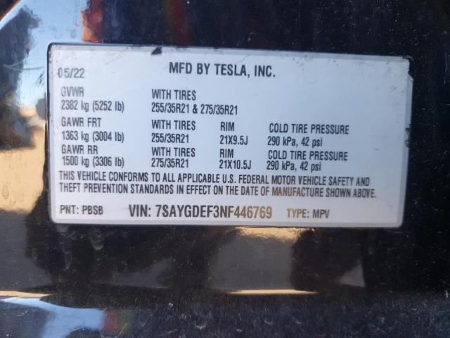 2022 TESLA MODEL Y - 7SAYGDEF3NF446769