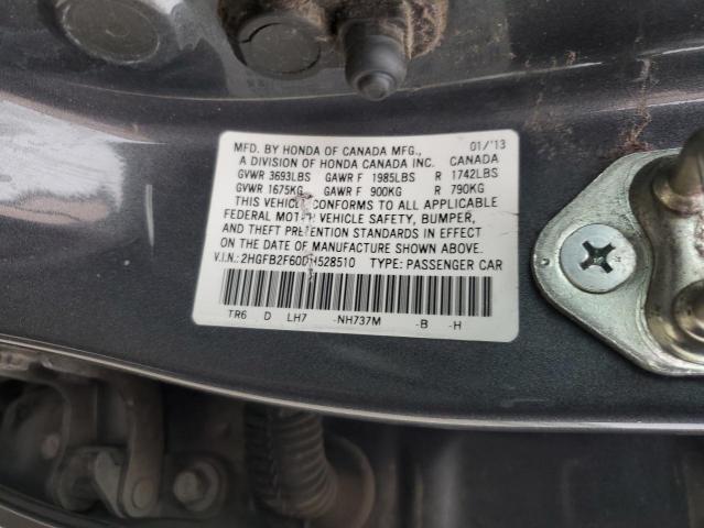 VIN 2HGFB2F60DH528510 2013 HONDA CIVIC no.12