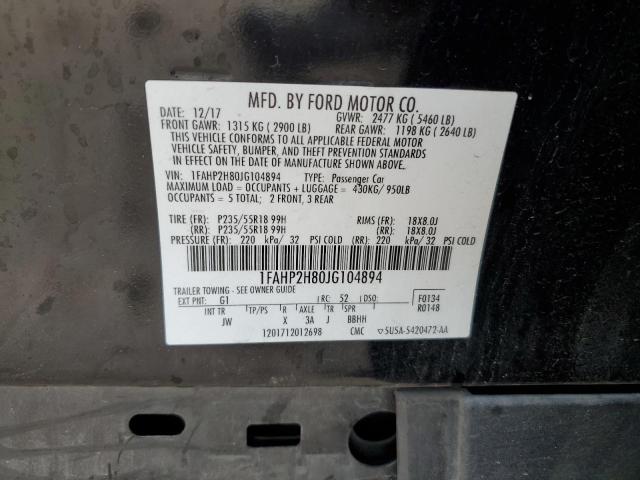 2018 FORD TAURUS SEL - 1FAHP2H80JG104894