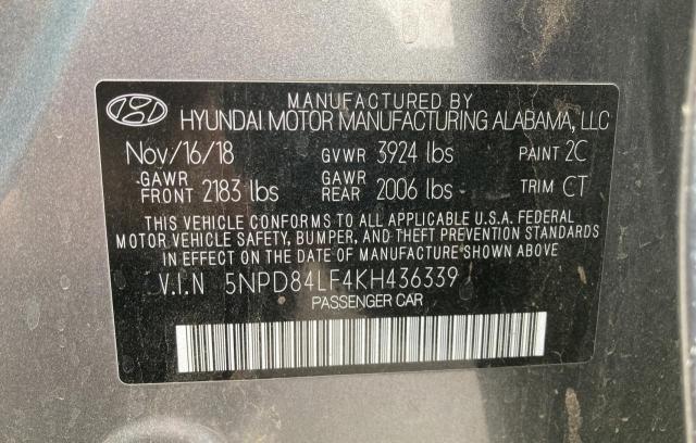 VIN 5NPD84LF4KH436339 2019 HYUNDAI ELANTRA no.10