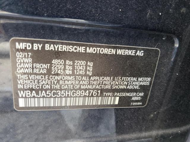 VIN WBAJA5C35HG894761 2017 BMW 5 SERIES no.12